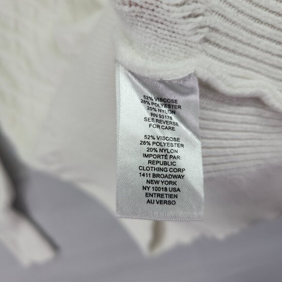 Elie Tahari Textured Pullover Sweater Size Large White Puff Extra Long Sleeve - Picture 8 of 9